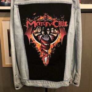 Motley Crue Up-Cycled Distressed Denim Jacket Men’s Size Xl